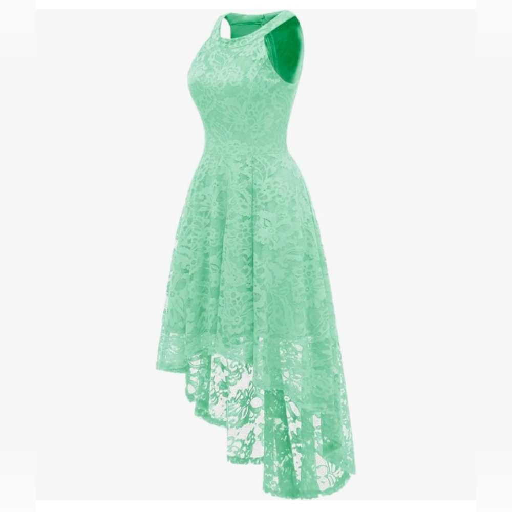 Mint Green Lace High Low Dress